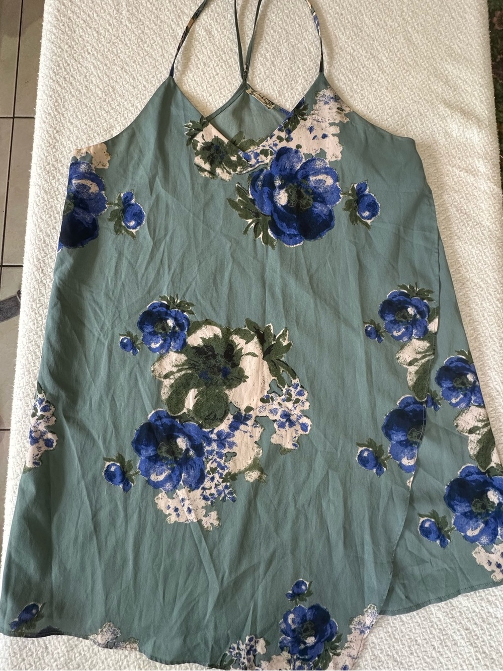 Free People Green Floral Slip Dress XS